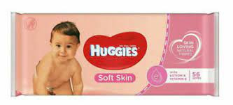Huggies Soft skin dětské vlhčené ubrousky, 56 ks