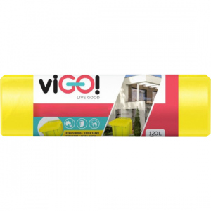 viGO Pytle na tříděný odpad na plast žluté LDPE 40 µ 120 l, 70 × 105 cm, 8 ks