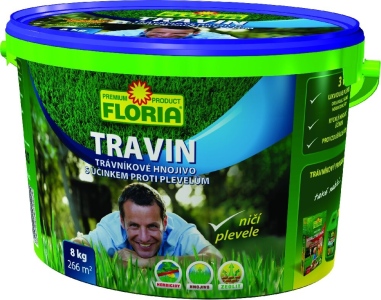 FLORIA TRAVIN Trávníkové hnojivo s účinkem proti plevelu 3 v 1, 8 kg