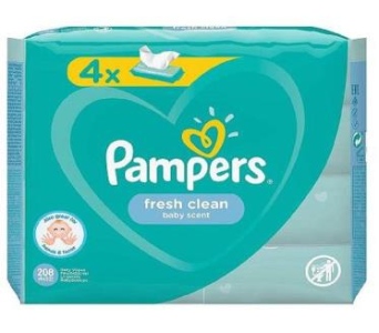 Pampers Fresh Clean Vlhčené ubrousky 4 x 52 ks