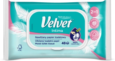 Velvet vlhčený toaletní papír 2v1 Intima, 42 ks