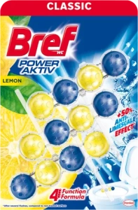 Bref WC blok Power Aktiv s vůní citronu 3x50 g, 150 g