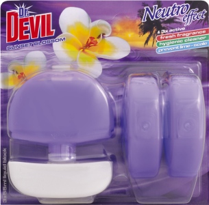 Dr. Devil 3v1 Sunset Blossom tekutý WC blok, košíček + náplň 3× 55 ml