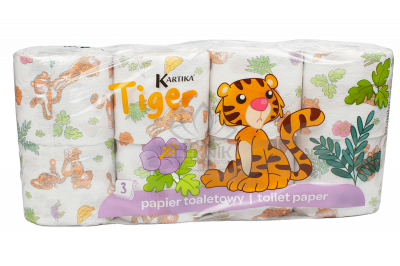Toaletní  papír s potiskem tiger  3vrstvý , 8rolí