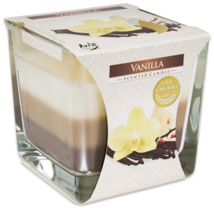 Svíčka ve skle BISPOL Tříbarevná Vanilka 170 g