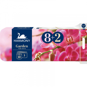 Harmony Premium Garden Pure White 3vrstvý toaletní papír, role 17,5 m, 8+2 rolí
