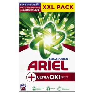 Ariel prací prášek Aqua Puder Ultra Oxi Effect na bílé 50 praní, 3,25 kg
