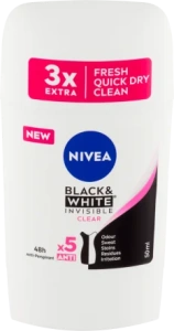 Nivea antiperspirant stick Black & White Invisible Clear, 50 ml