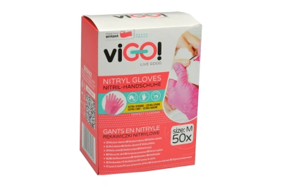 RUKAVICE VIGO NITRYL RŮŽOVÉ M 50KS