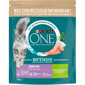 Purina One Sensitive granule pro kočky s krůtím masem a rýží, 800 g