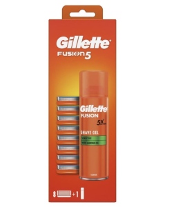 GILLETTE Fusion5 Náhradní hlavice 8 ks + Fusion Gel na holení 200 ml