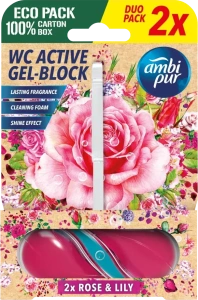 Ambi pur WC Active gel-blok růže & lilie 2 x 45 g