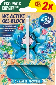 Ambi pur WC Active gel-blok vodní květy 2 x 45 g