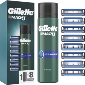 GILLETE MACH3 8 NÁHRADNÍCH HLAVIC + GEL 200ML EXTRA COMFORT