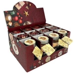 SVÍČKA VÁNOČNÍ VE SKLE S PŘÁNÍM 28G