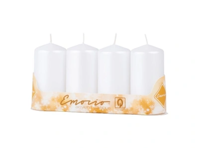 SVÍČKA EMOCIO VÁLEC BÍLÁ METALICKÁ PERLA