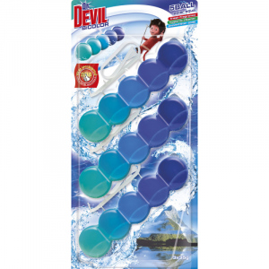 Dr. Devil WC Bicolor 5ball polar aqua závěsný WC blok, 3× 35 g