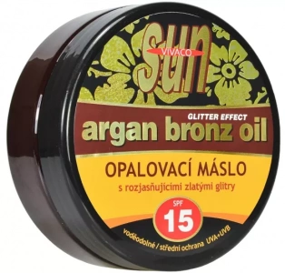 Vivaco SUN Opalovací máslo Glitter effect s bio arganovým olejem SPF15 200 ml