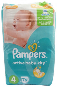 Pampers active baby 76ks plenkové kalhotky Maxi 8-14kg