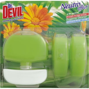 Dr. Devil 3v1 Spring Jungle tekutý WC blok, košíček + náplň 3× 55 ml