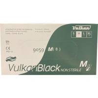 VulkanBlack černé jednorázové bezprašné nitrilové rukavice, velikost M, 100 ks