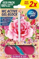 Ambi pur WC Active gel-blok růže & lilie 2 x 45 g