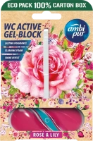 Ambi Pur WC Active gel-blok růže & lilie 45 g