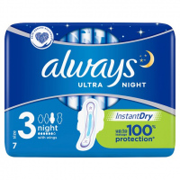 Always Ultra Night 3 Hygienické Vložky s Křidélky 7 ks